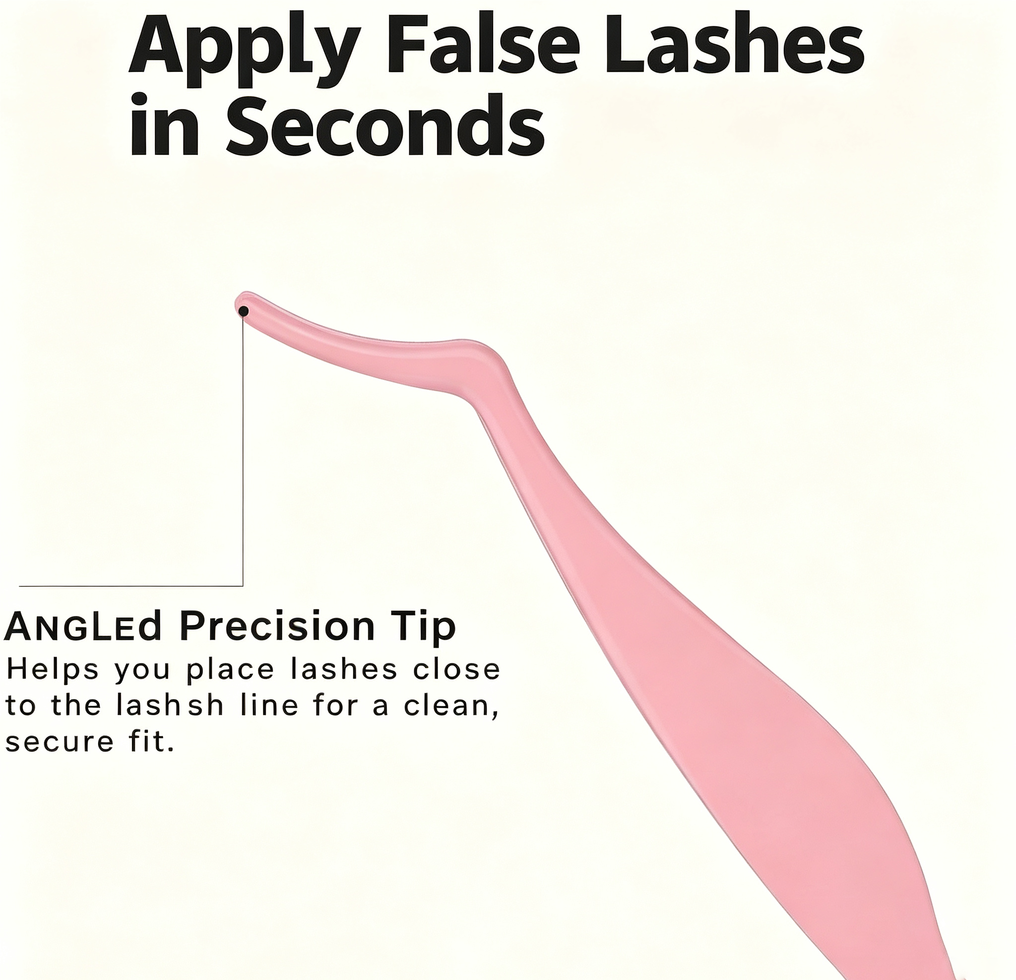 Precision Angled False Eyelash Applicator - Ergonomic Pink Tweezer for Secure, Mess-Free Lash Application (Ideal for Beginners & Daily Makeup)