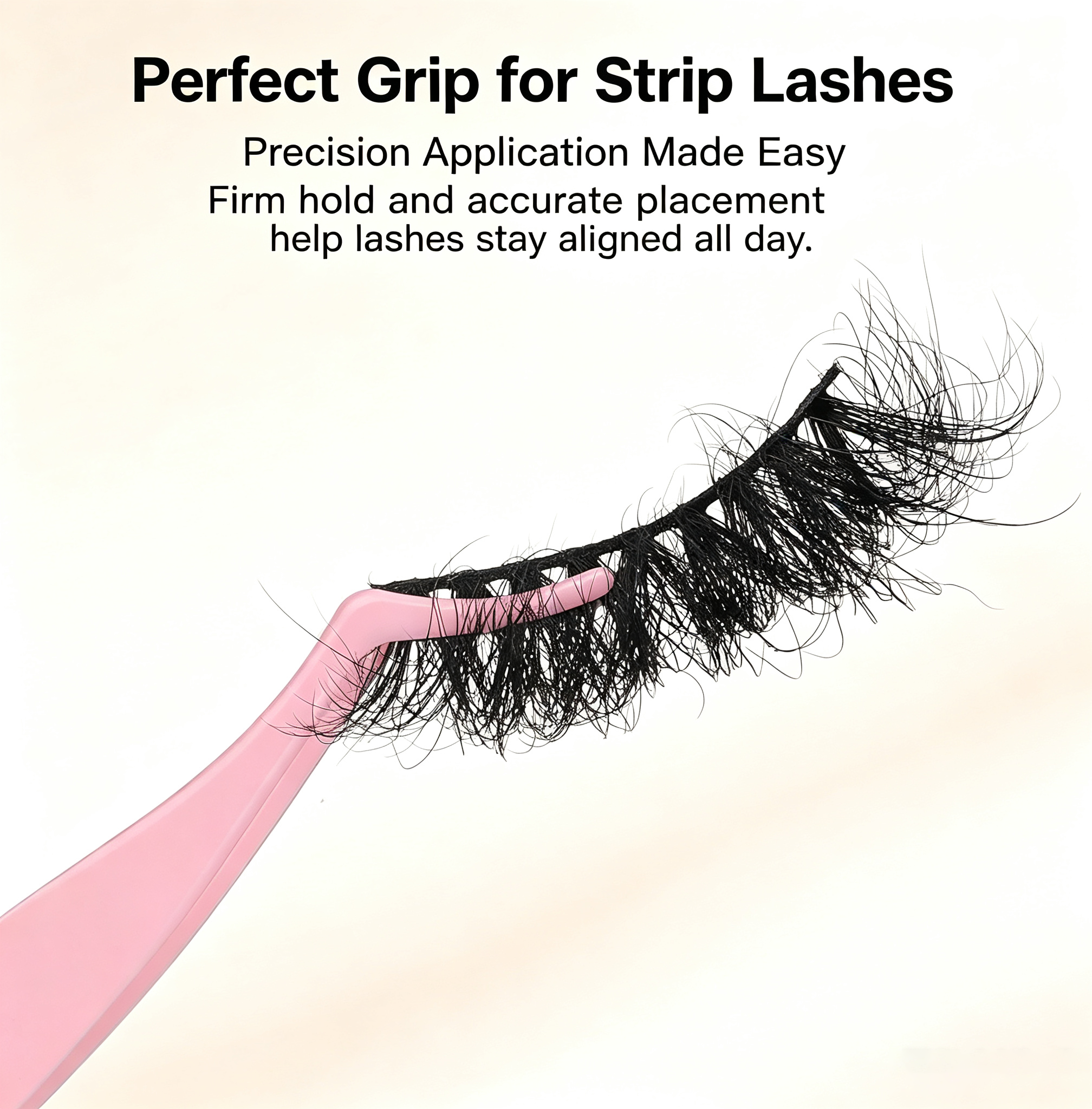Precision Angled False Eyelash Applicator - Ergonomic Pink Tweezer for Secure, Mess-Free Lash Application (Ideal for Beginners & Daily Makeup)