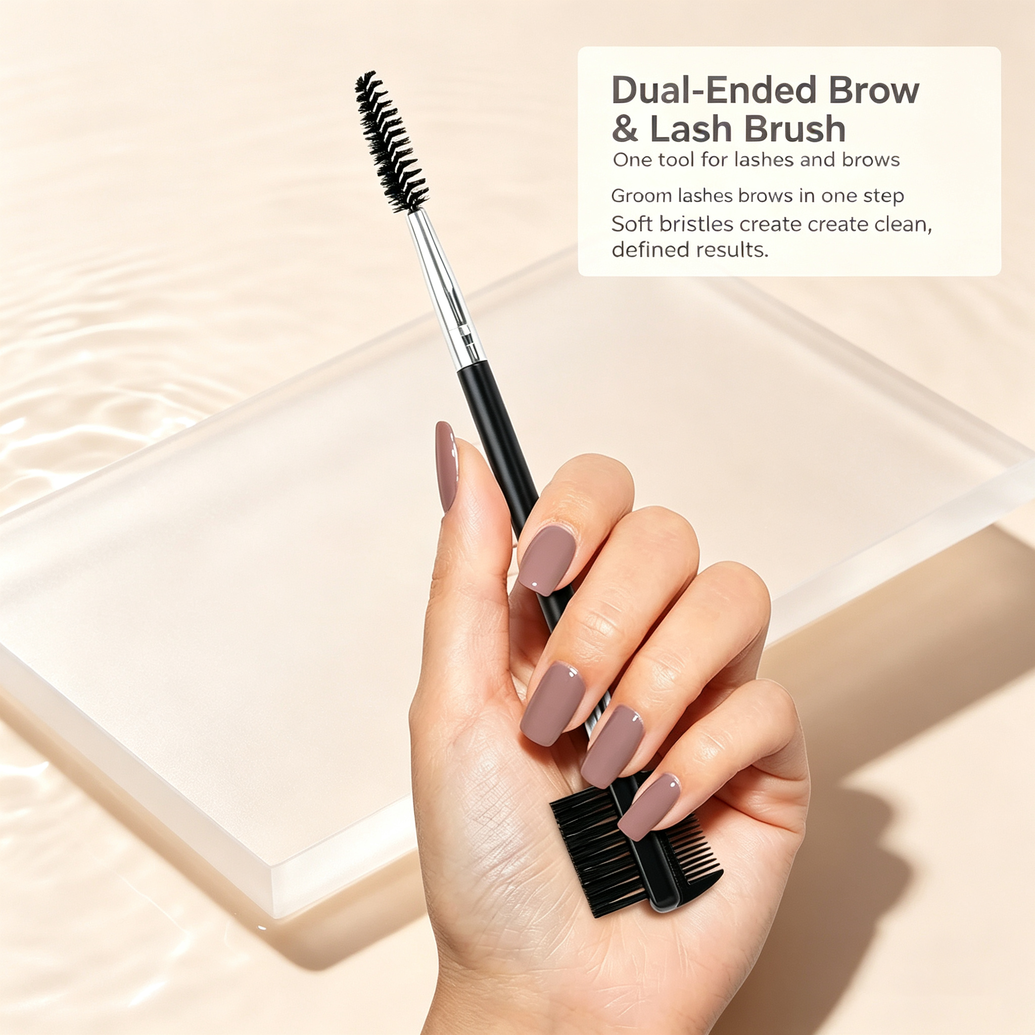Dual-Ended Brow & Lash Brush - Spiral Spoolie + Eyebrow Comb 2-in-1, Portable Multi-Function Beauty Tool (Ideal for Brow Shaping & Lash Separation)